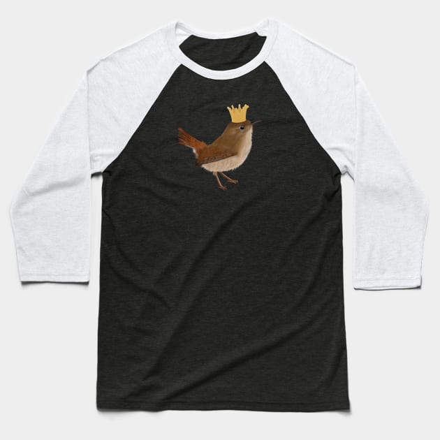 Wren with Crown Bird Watching Birding Ornithologist Gift Baseball T-Shirt by jzbirds